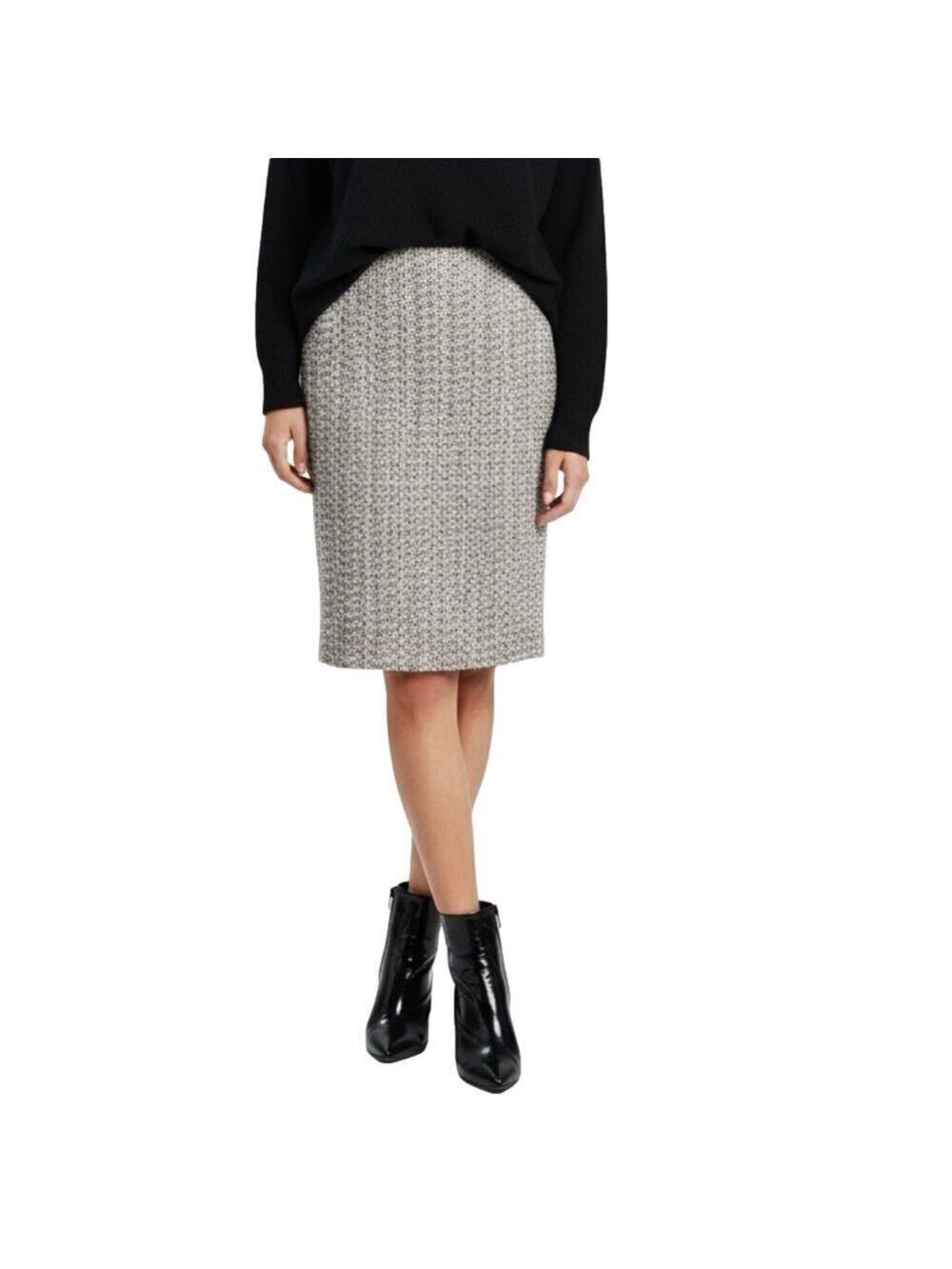 Karl Lagerfeld Paris pink black tweed old money preppy tailored pencil skirt 8